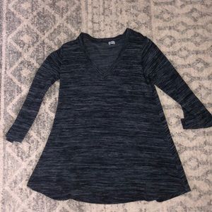 Long sleeve navy swing dress